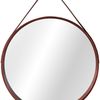 Kulaté dřevěné zrcadlo na řemínku LOFT D. Brown 59 cm
